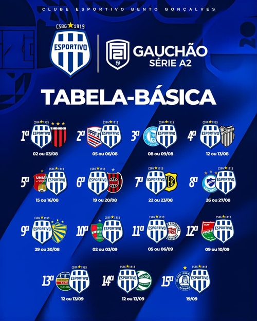 Esportivo conhece sua tabela básica no Gauchão Série A2 2026